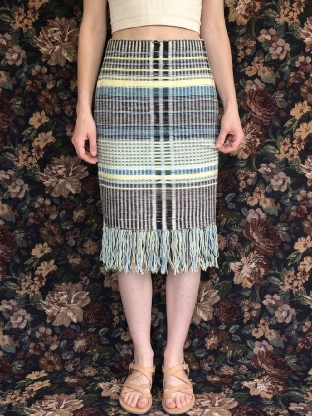 Boho Knit Fringe Skirt - Size Small
